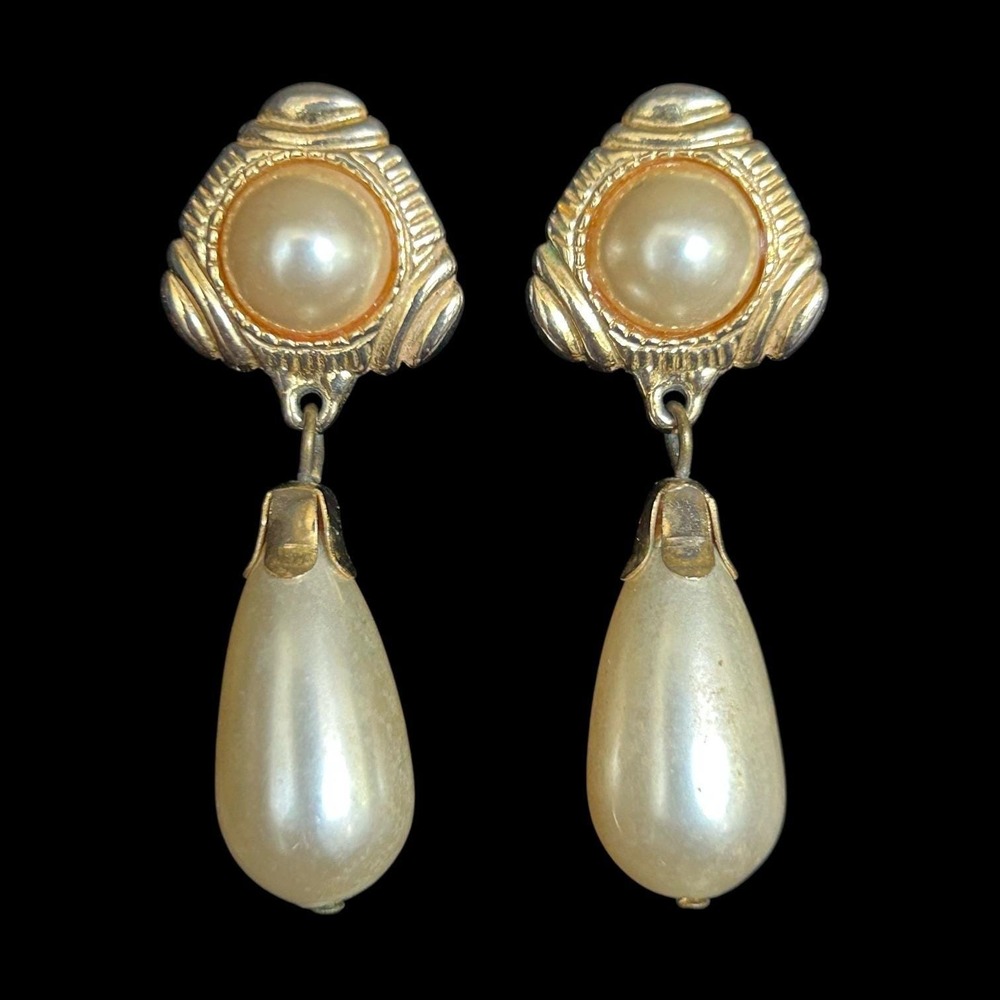 Vintage Faux Pearl‎ Teardrop Earrings